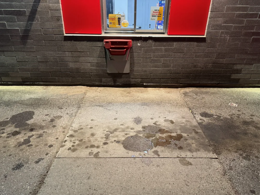 Drive-thru lane, before cleaning