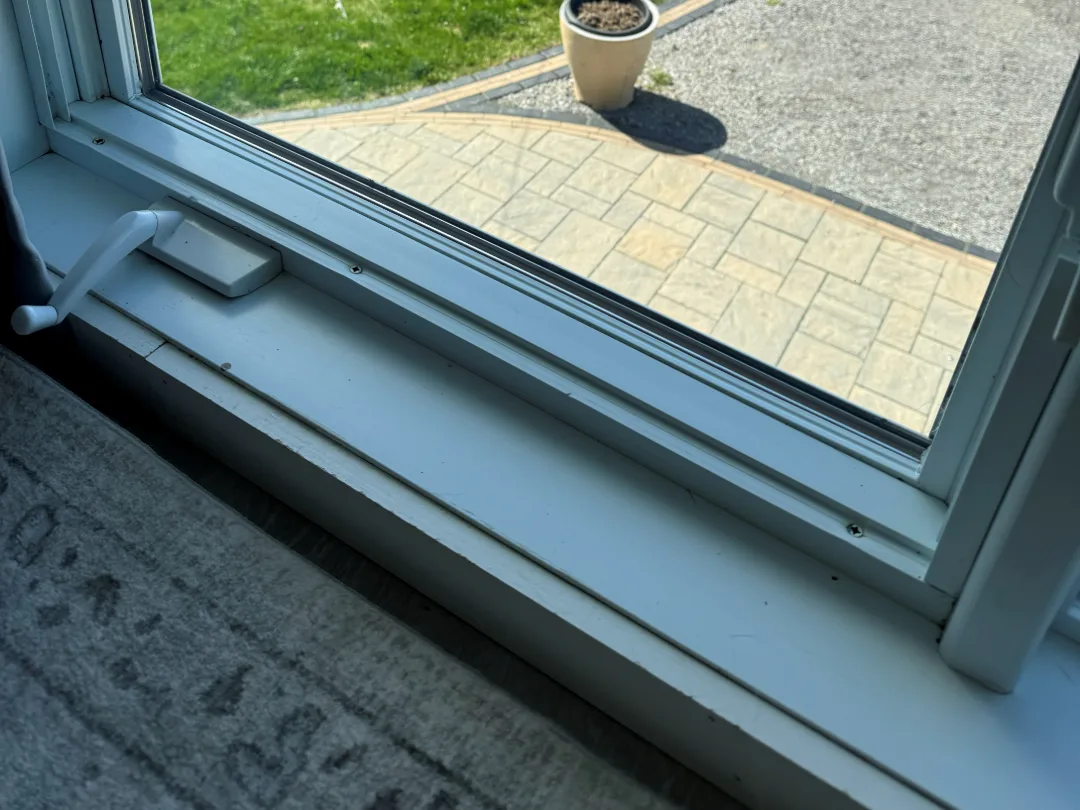 Window sill and track, after cleaning