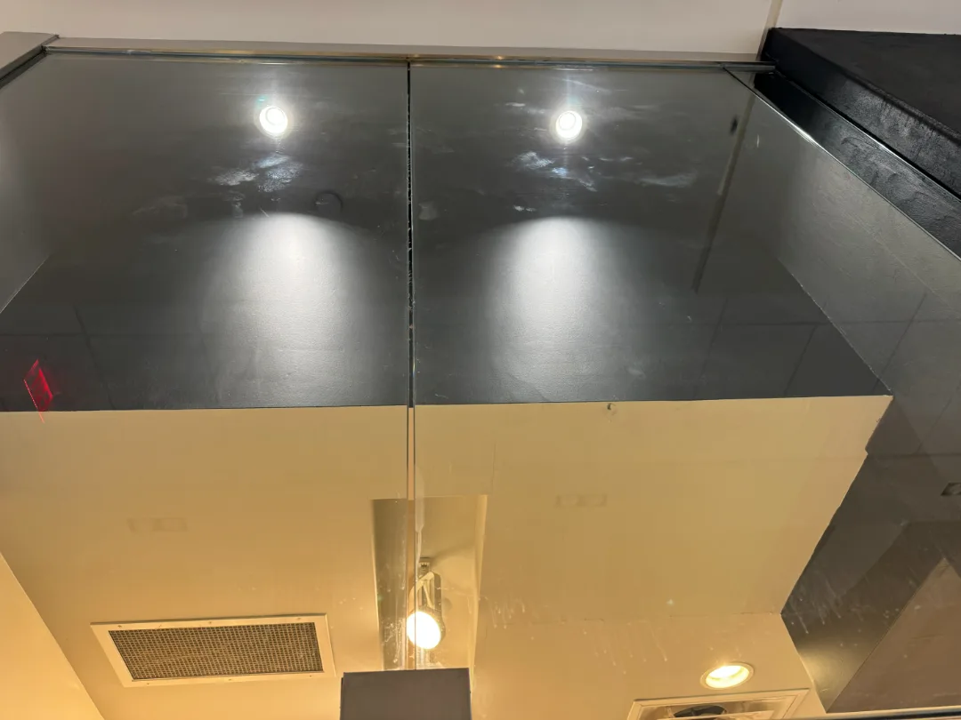 Interior glass, before cleaning